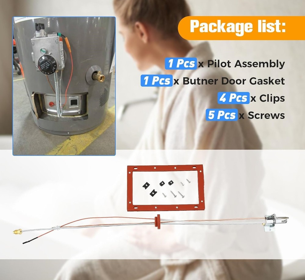 Pilot & Igniter Assembly Kit Replace# SP20075 for Rheem PROTECH GE Water Heaters