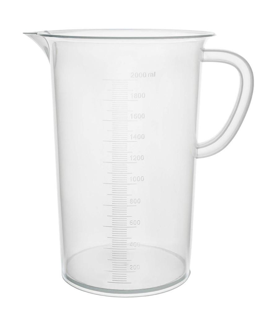 Plastic Pitcher, 2000mL (2L) - Molded Graduations - Chemical Resistant & Auto...