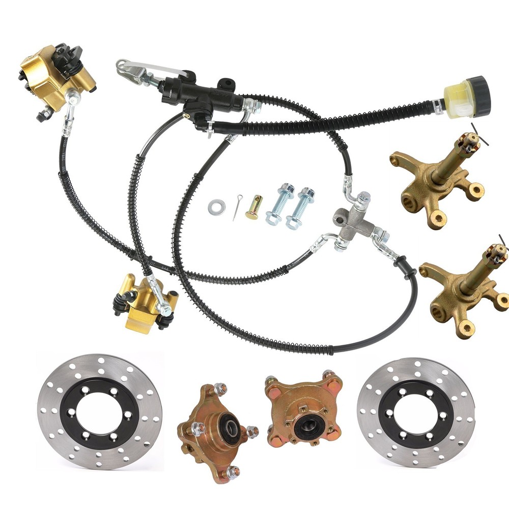 Front Hydraulic Disc Brake Caliper Rotor Kit 4 Stud Spindle Hub For Golf Buggy