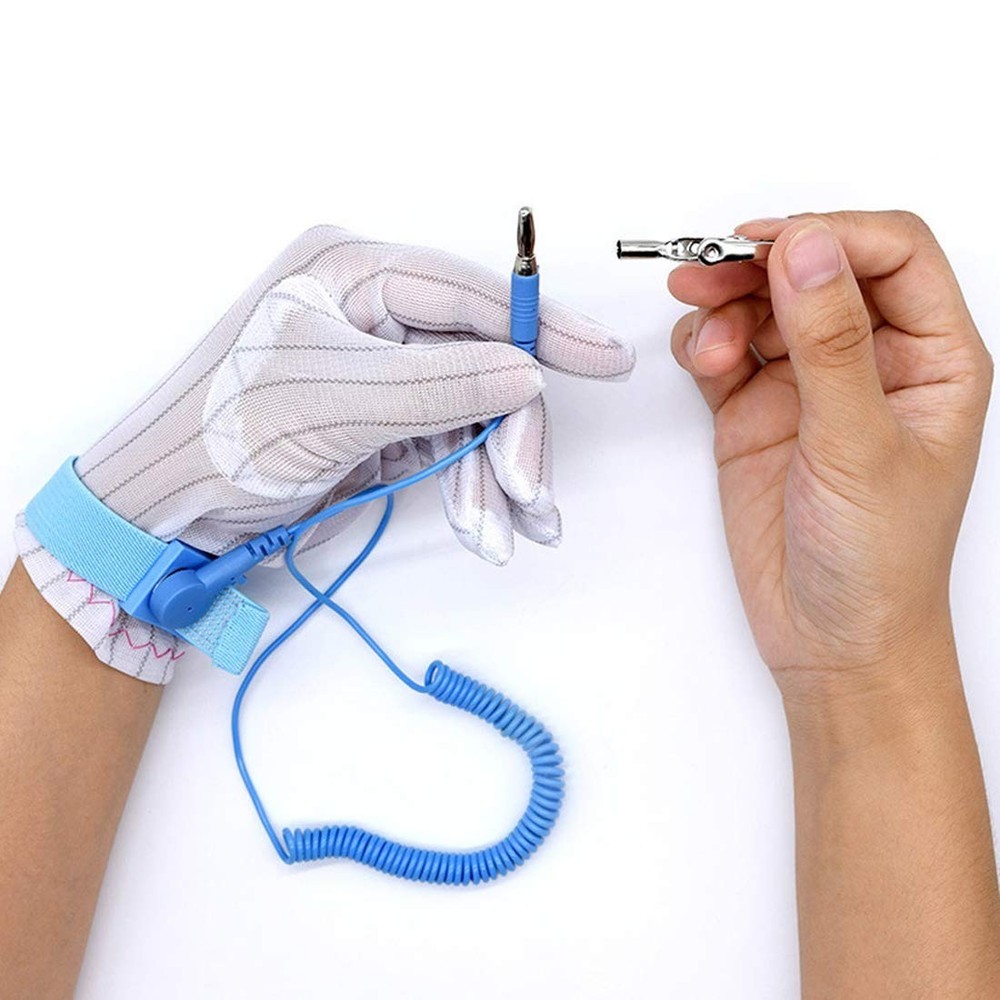 Blue Adjustable Antistatic Wrist Strap - Essential for Electronics Professionals