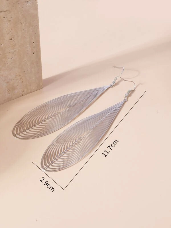 NEW Silver Hollow Out Large Teardrop Water Drop Dangle Earrings Statement