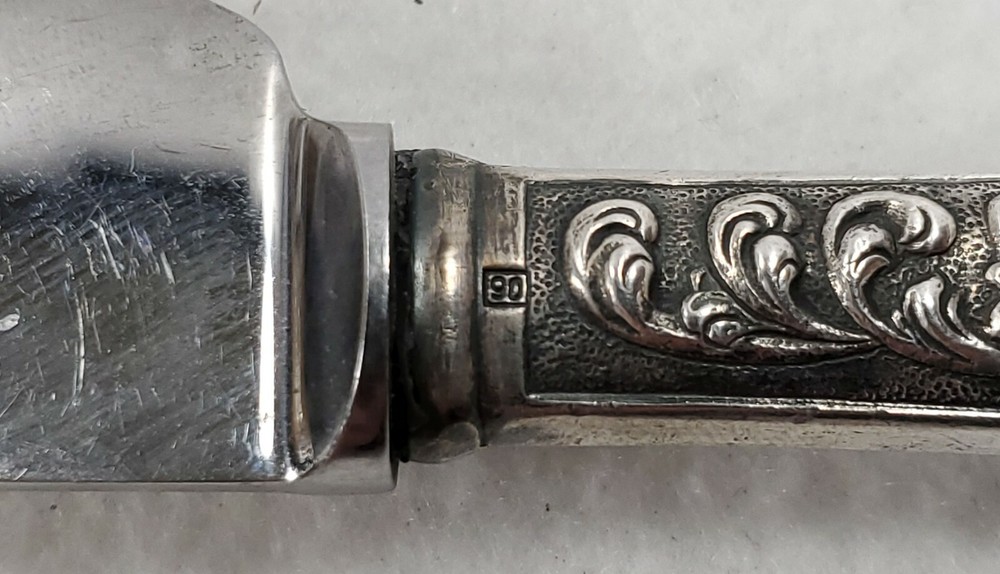 3 Antique Dutch .90 Silver Handled Repousse' Serving Pieces