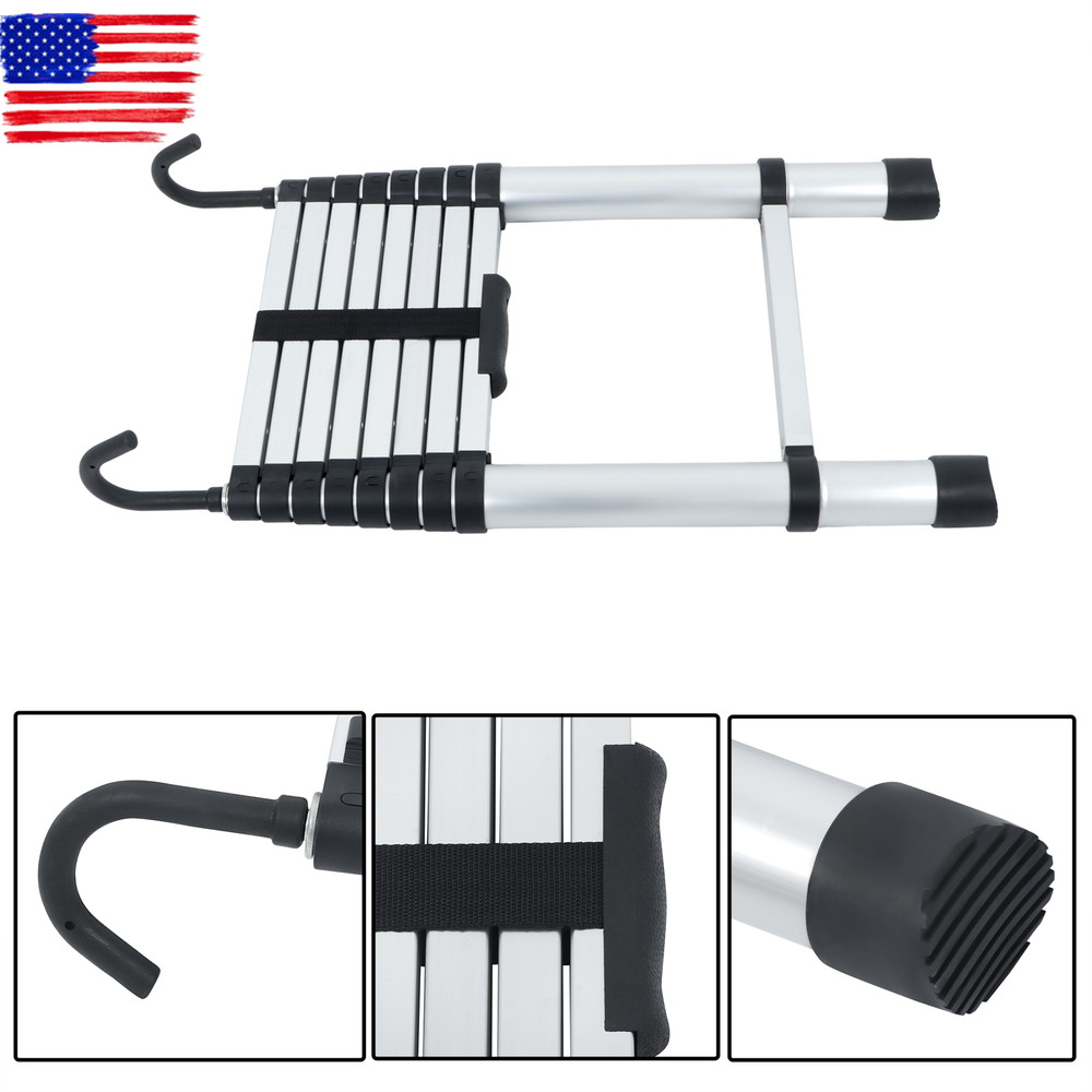 8.5 FT Folding Aluminum Telescoping Ladder Telescopic Multi Purpose 330 Lbs