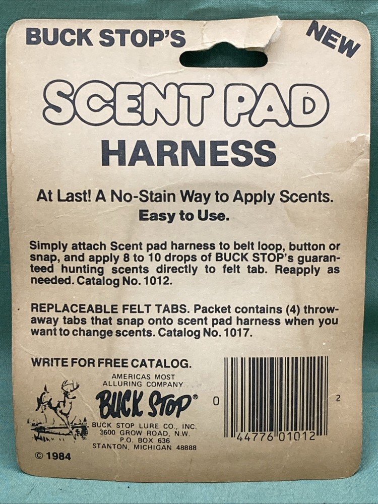 New Genuine Buck Stop Scent Pad Harness with Replaceable Felt Tab
