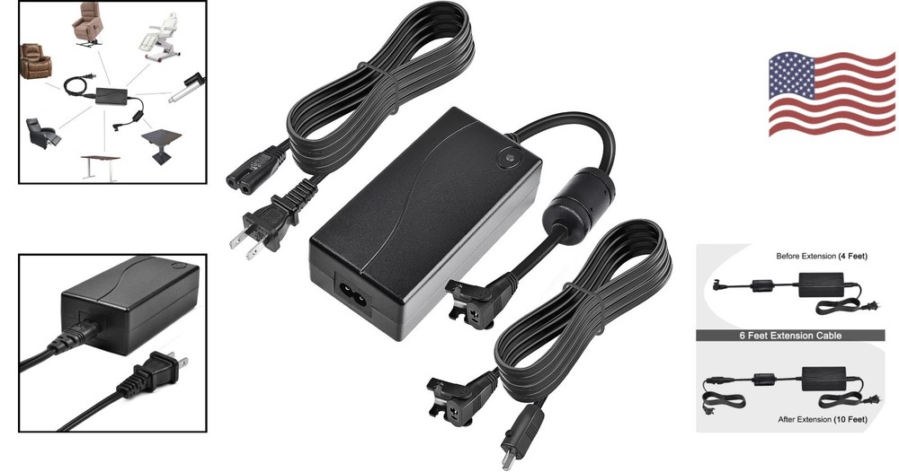 AC/DC Switching Transformer for Recliners - Compact 29V 2A Adapter Included