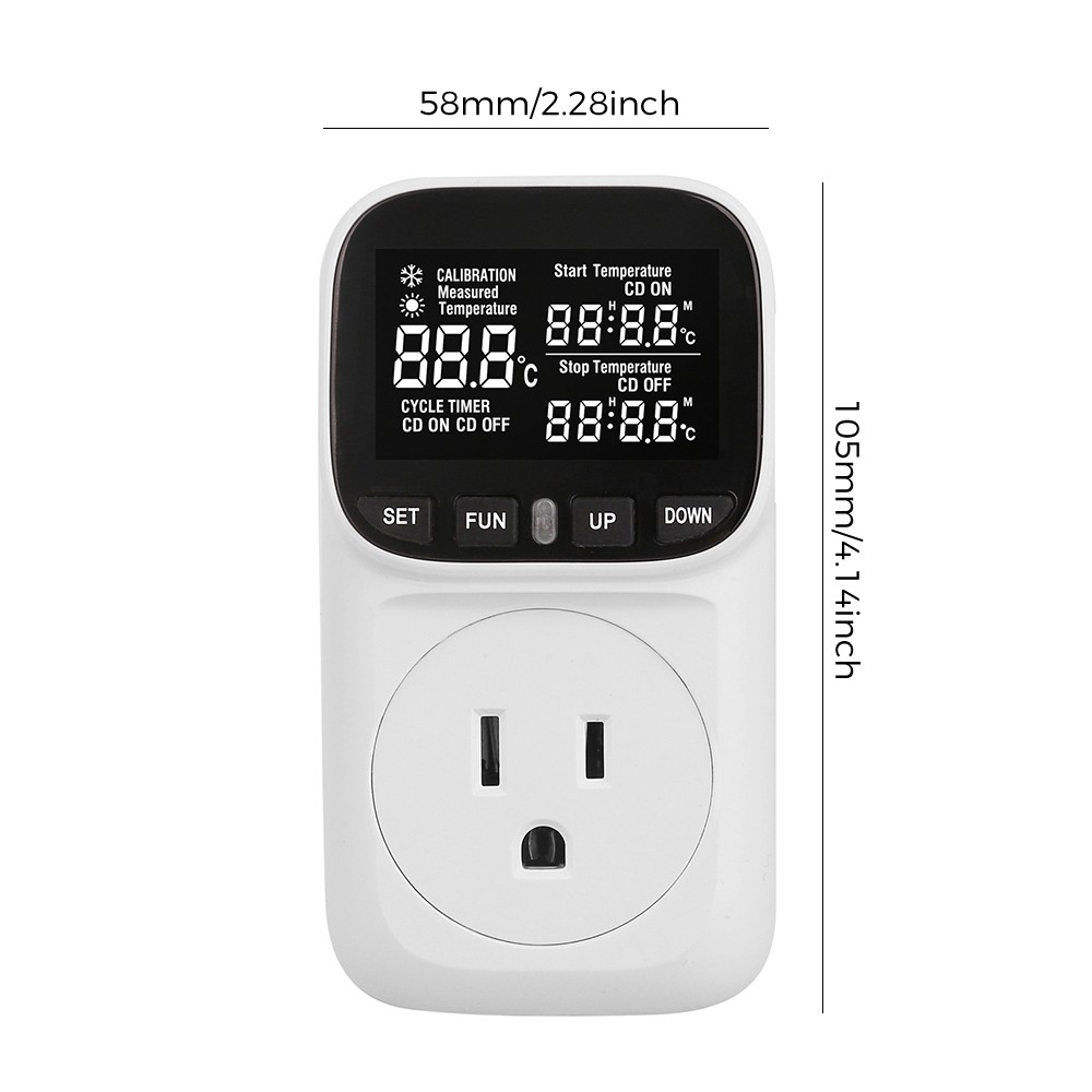 Digital Thermostat Outlet Plug Temperature Controller Heating Cooling w/ ProbejG