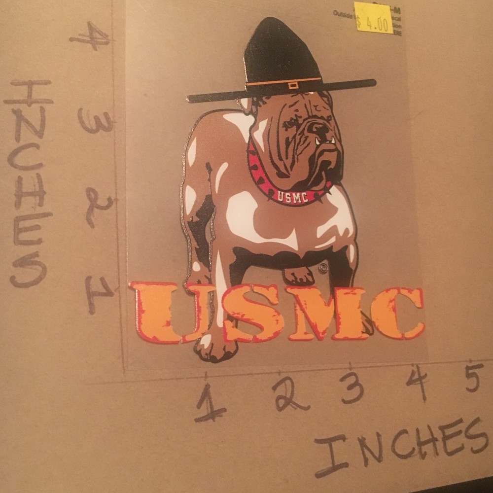 USMC US Marines Corps " Chesty " Window Decal (Applied outside)
