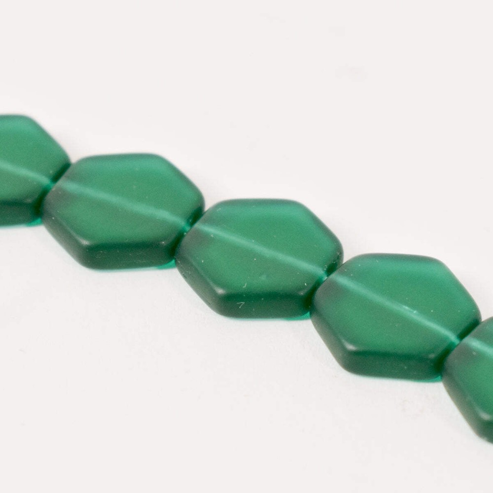 Green Czech Hexagonal Beads