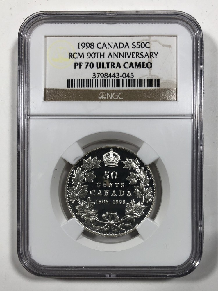 1998 Canada RCM 90th Anniversary 50c. NGC PR70