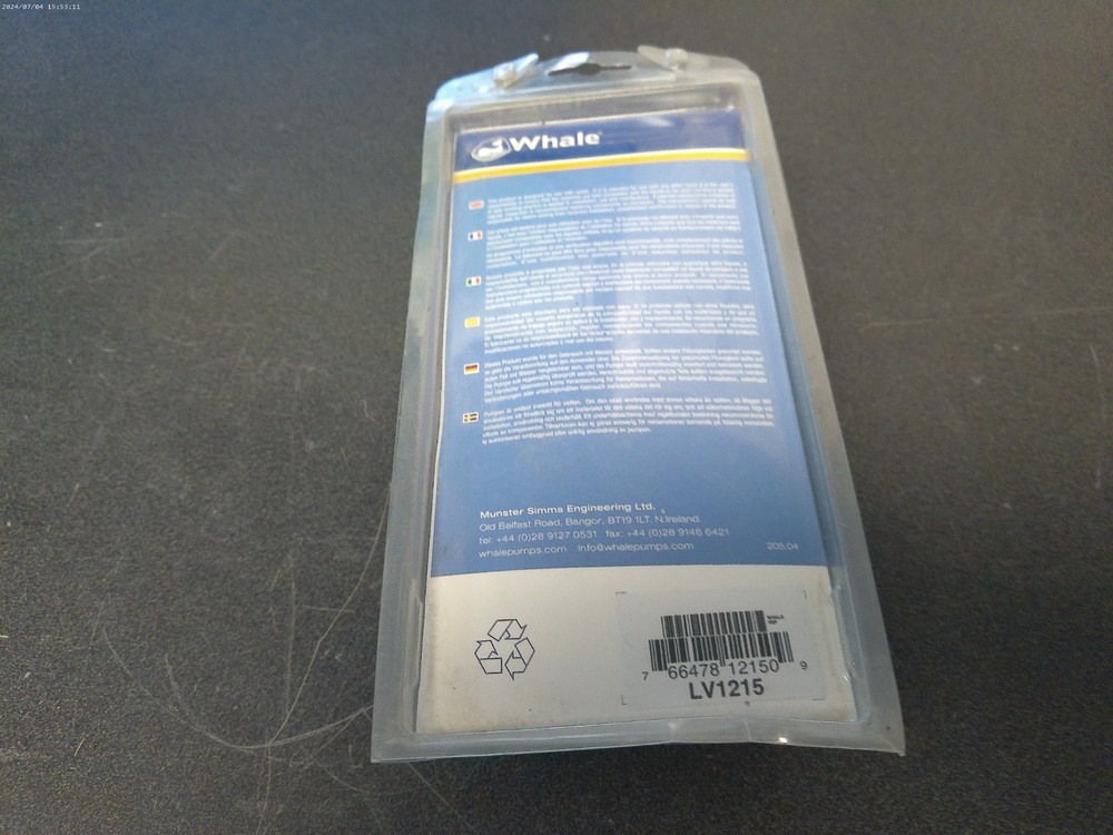 Whale LV1215 Plastic In line Non-Return Valve BIN0365