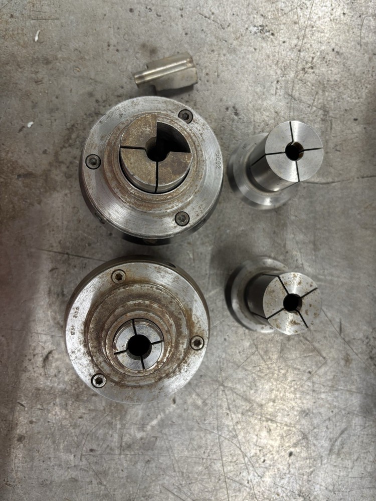 HARDINGE EM 209 THREADED COLLET CHUCK WITH TWO COLLETS
