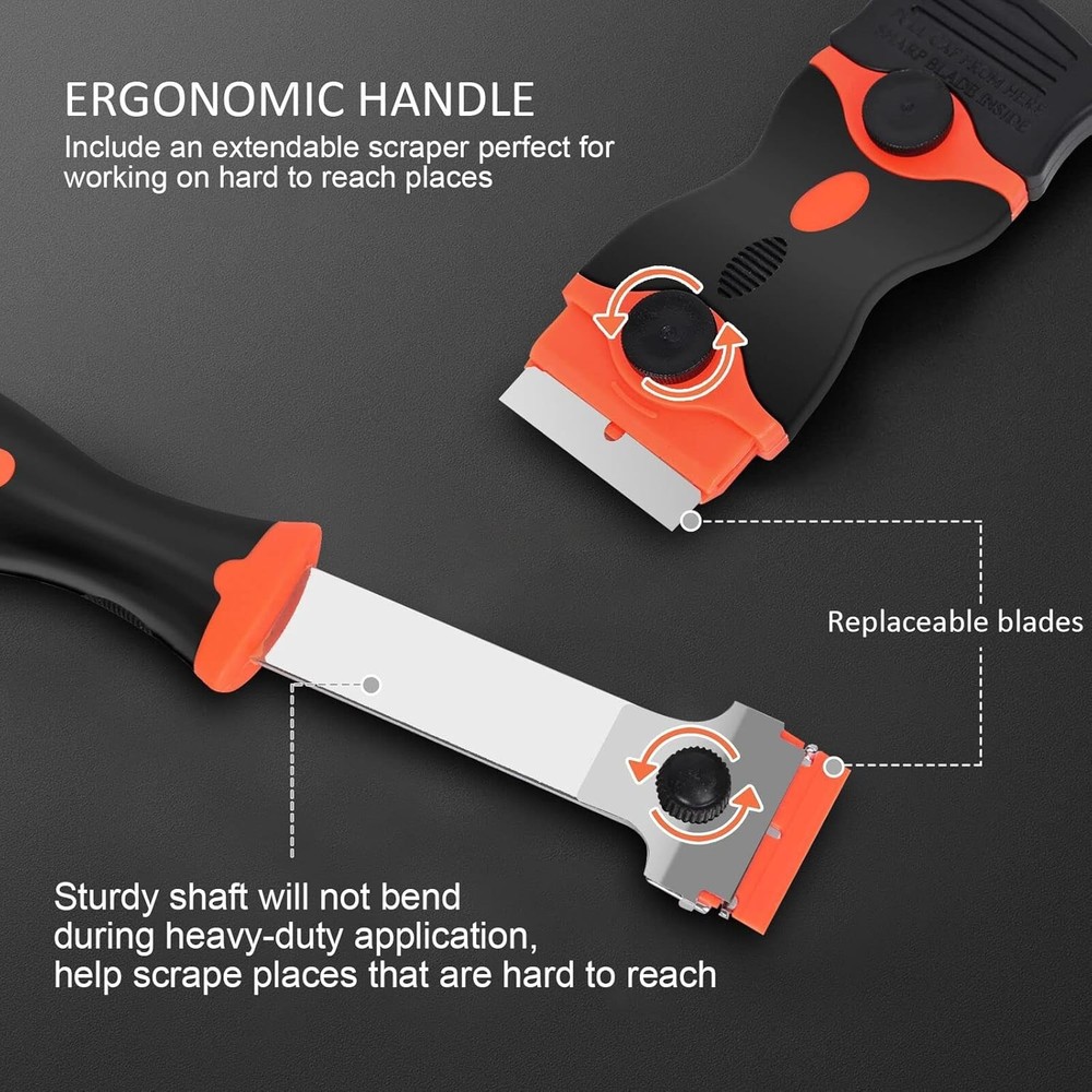 Razor Blade Scraper Tool, 3 Pack with 50 Plastic & 30 Metal Blades,...