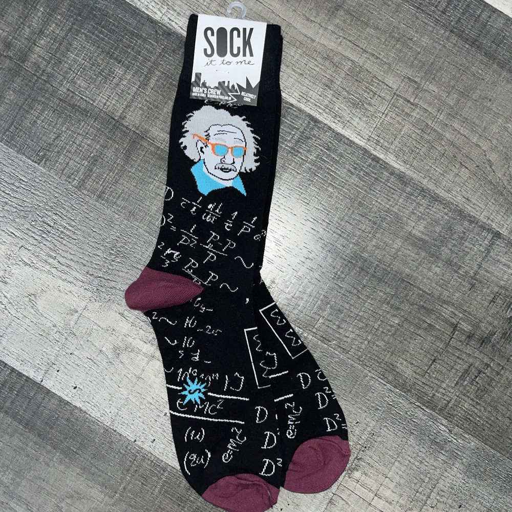 SOCK IT TO ME ALBERT EINSTEIN CREW LENGTH NOVELTY SOCKS RELATIVELY COOL