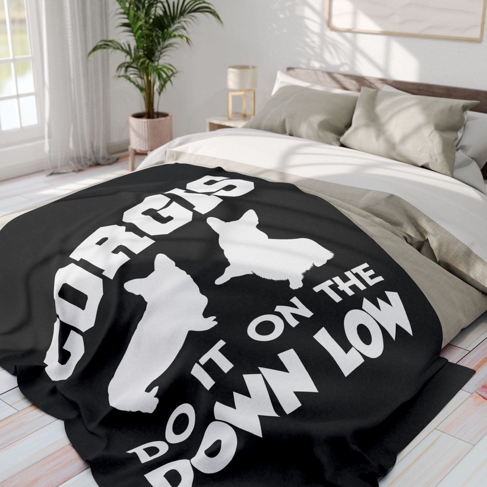 Corgis Down Low (White Text) - Arctic Fleece Blanket by GatorDesign SAVE ON 2+