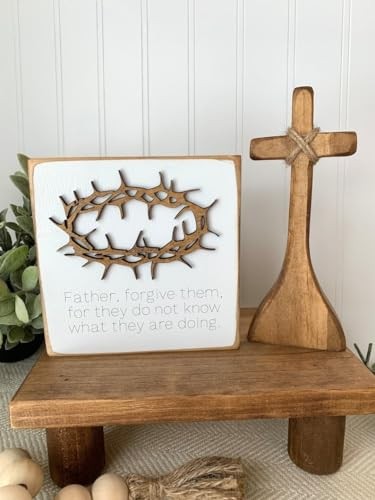 2025 Empty Tomb Easter Tiered Tray Decor, 7Pcs Easter Resurrection Scene Cross
