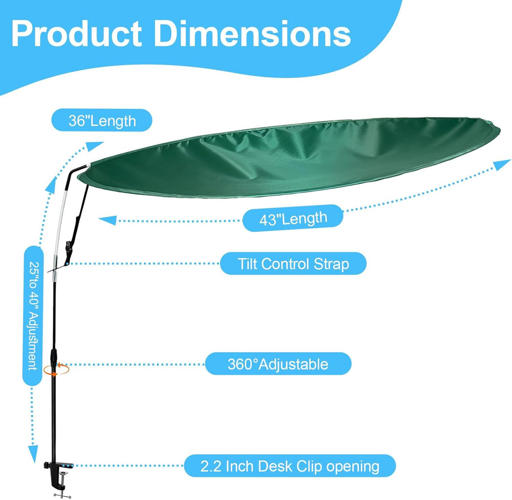 Green Adjustable Office Cubicle & Desk Shade – Oval Design for Wider Coverage, B