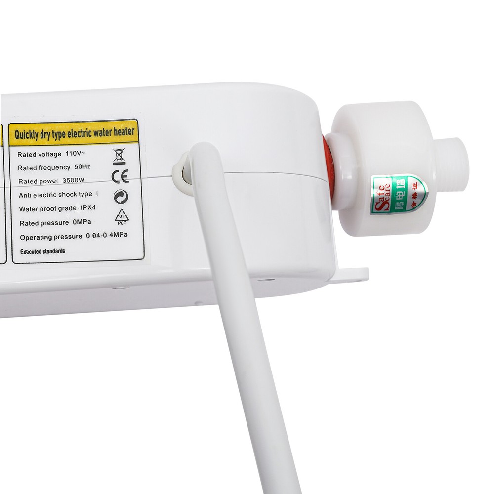 Instant Electric Bathroom Hot Water Heater With Shower Head White 110V 3500W