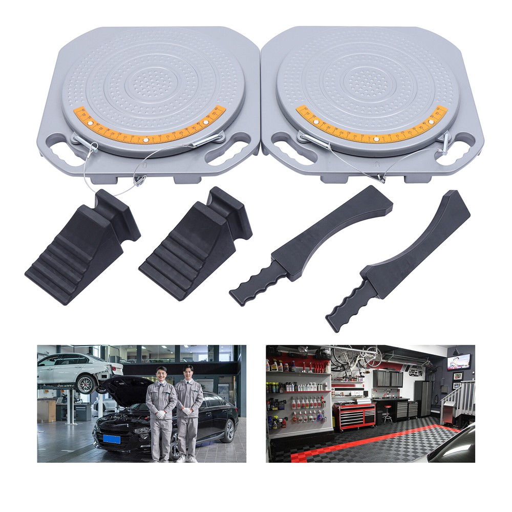 2*Wheel Turntable 360° Rotation Plates Car Front End Wheel Alignment System