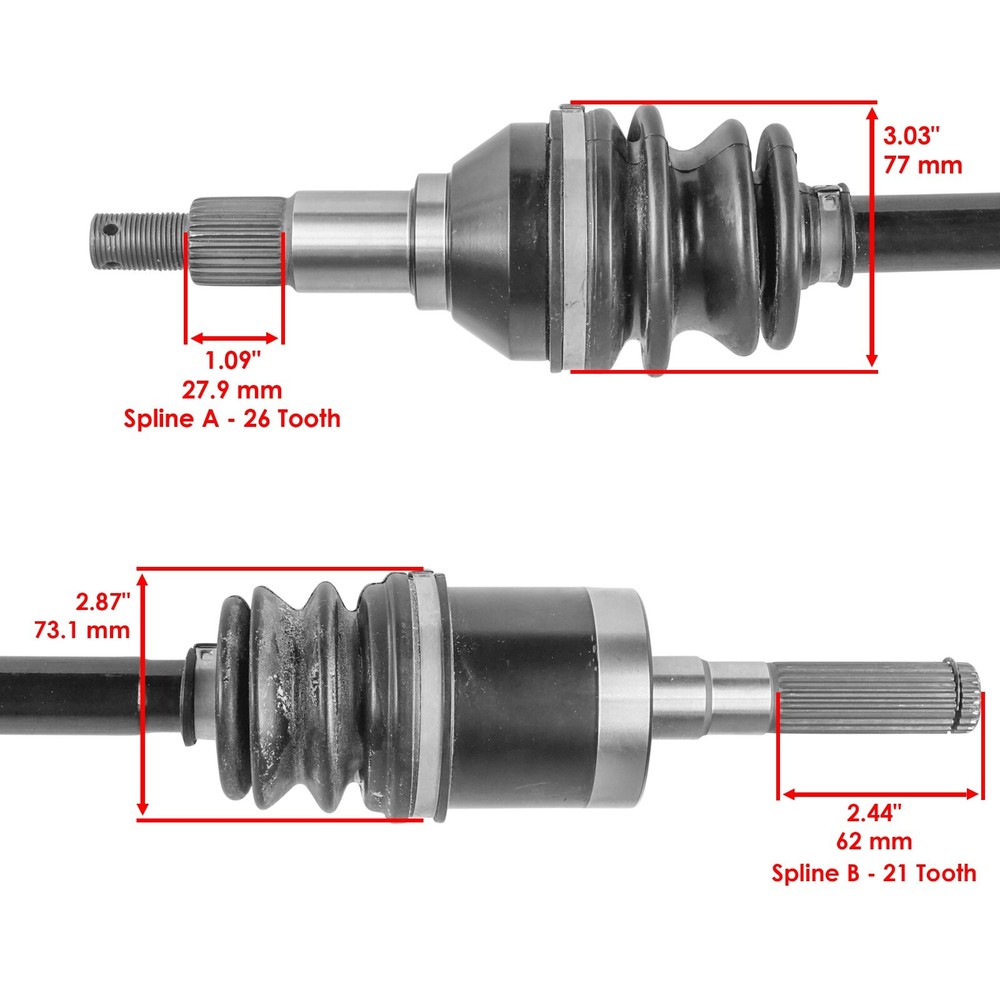 Front Right And Left CV Joint Axles for Can-Am Commander 800 4X4 2011-2012