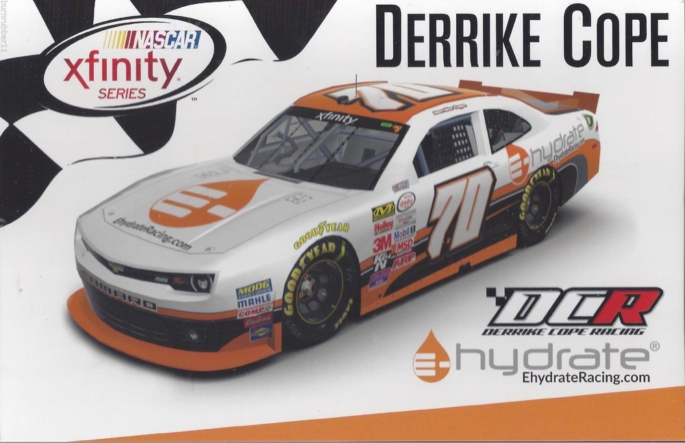 2015 DERRIKE COPE "E-HYDRATE RACING" #70 NASCAR XFINITY SERIES POSTCARD