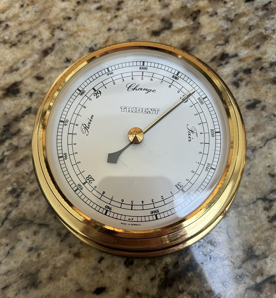Brass Trident Barometer Vintage Made In Germany