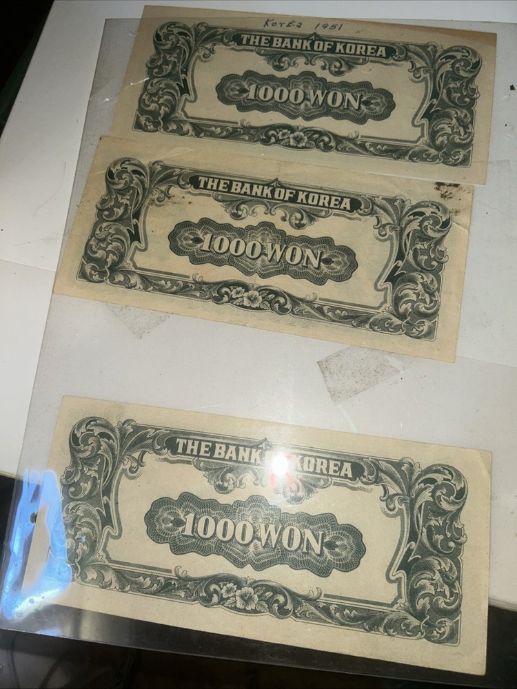 Korean 1000 Won Banknote, 1952