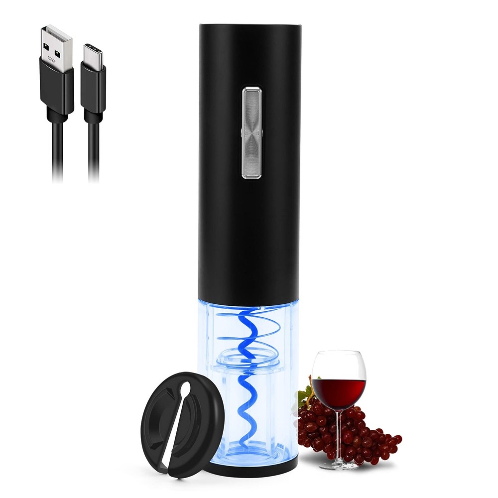 COKUNST Electric Wine Opener, Rechargeable Opener + Foil Cutter, Black