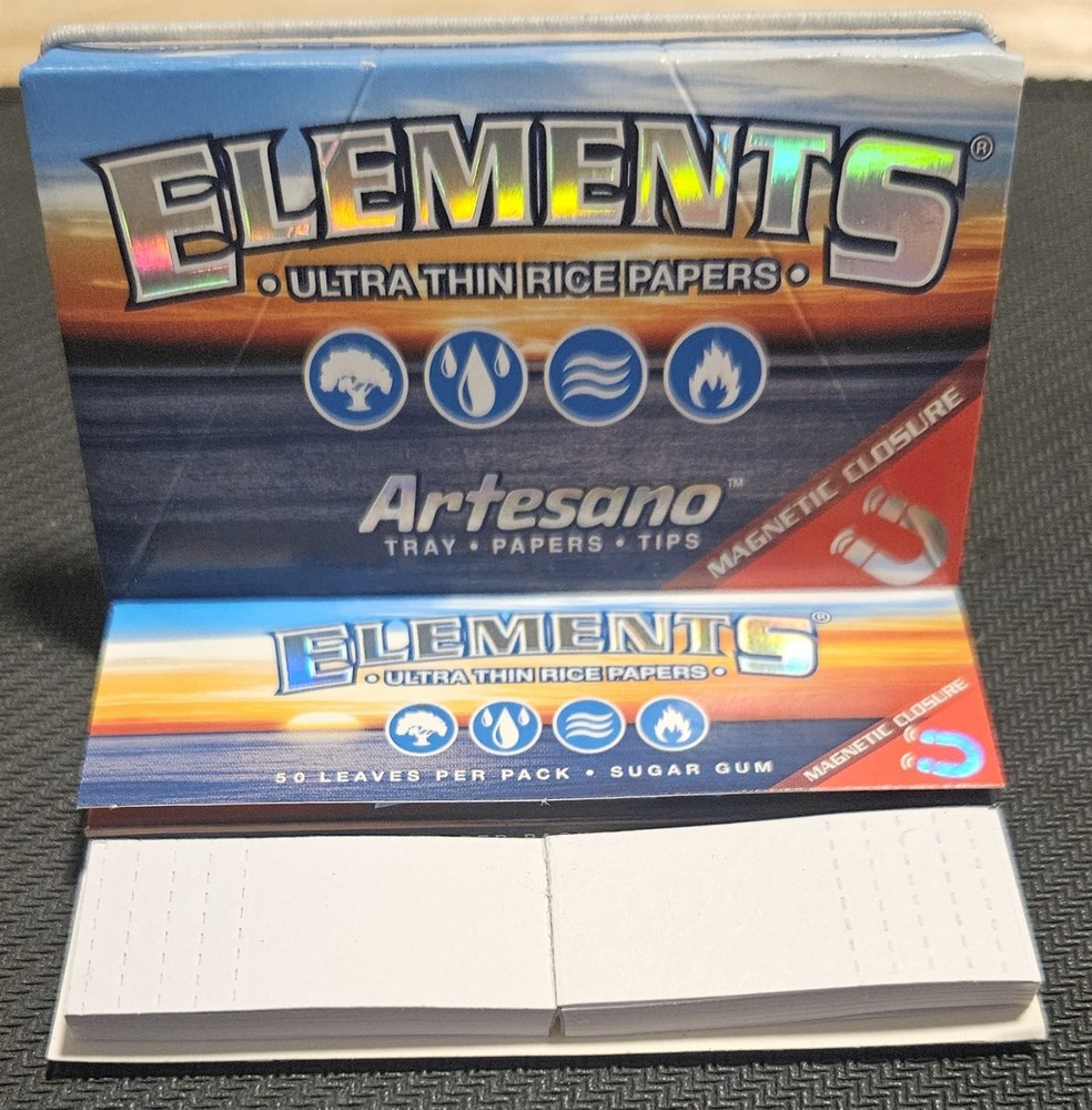 Elements 1 1/4 Ultra Thin Rice Rolling Papers, Magnetic, with Tips