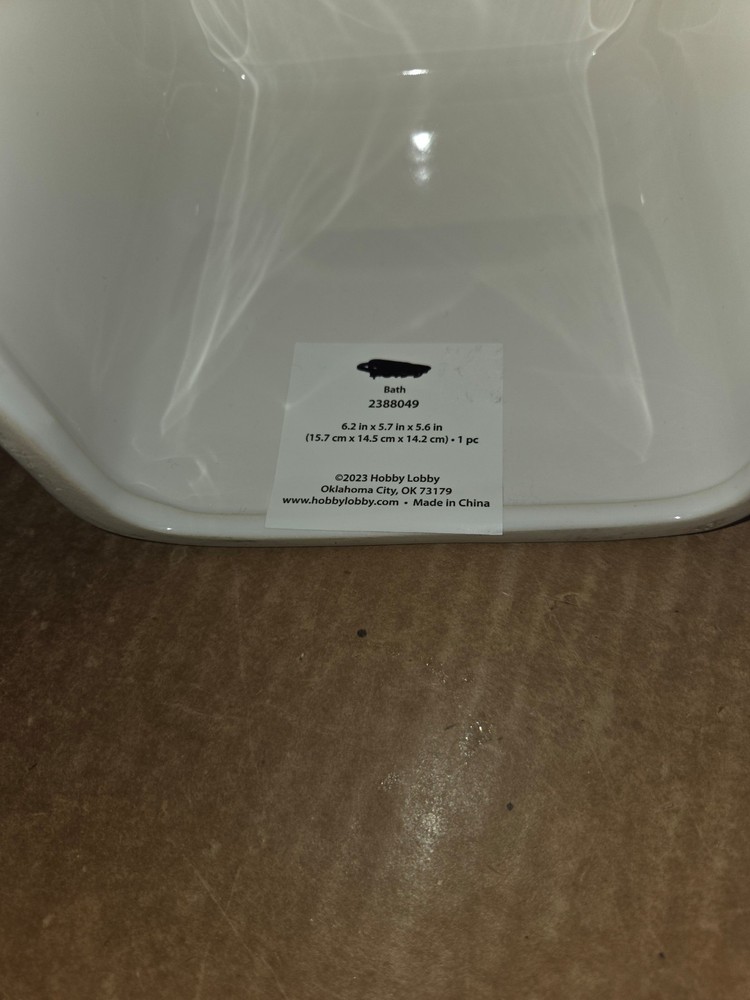 Tissue Box Cover White Square Black Bottom Trim