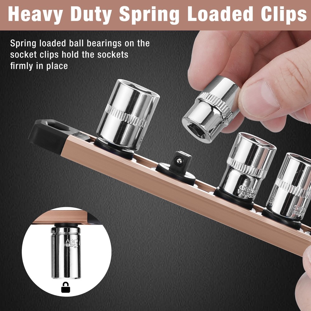 Magnetic 1/4'' Drive Socket Organizer Heavy Duty Socket Holder (No Socket)