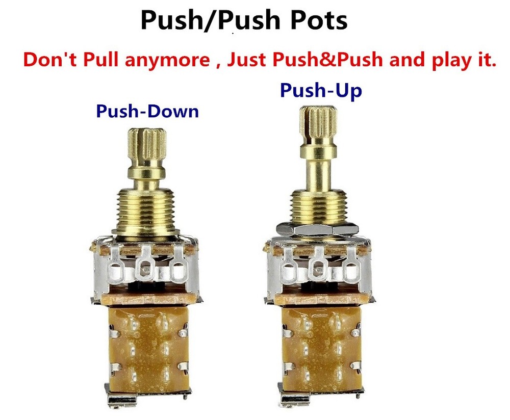 100PC A500K Guitar Push Push Potentiometer Pot Switch Taper Control Short Shaft
