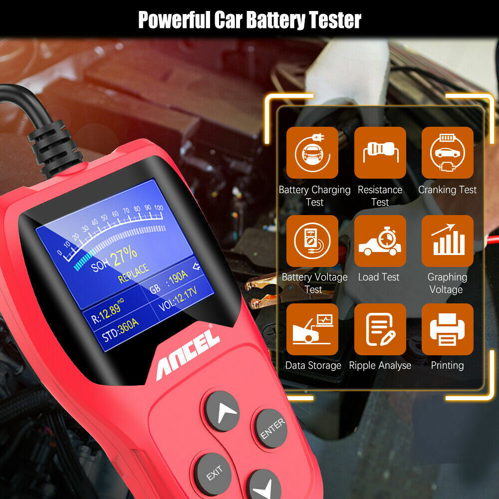 12V Auto Car Battery Load Tester Cranking Analyzer Tool 100-2000CCA ANCEL BA201