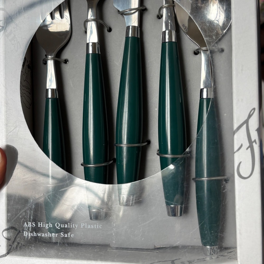 Fiesta Fiestaware Evergreen Flatware Silverware Dinner 5 Piece Set Dark Green