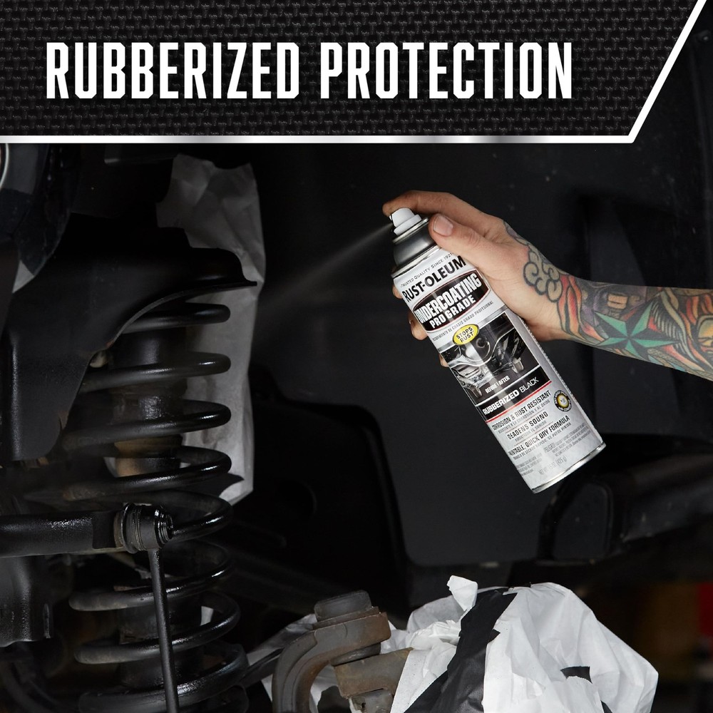 Stops Rust Undercoating Spray Rubberized Black 15oz 6 Pack