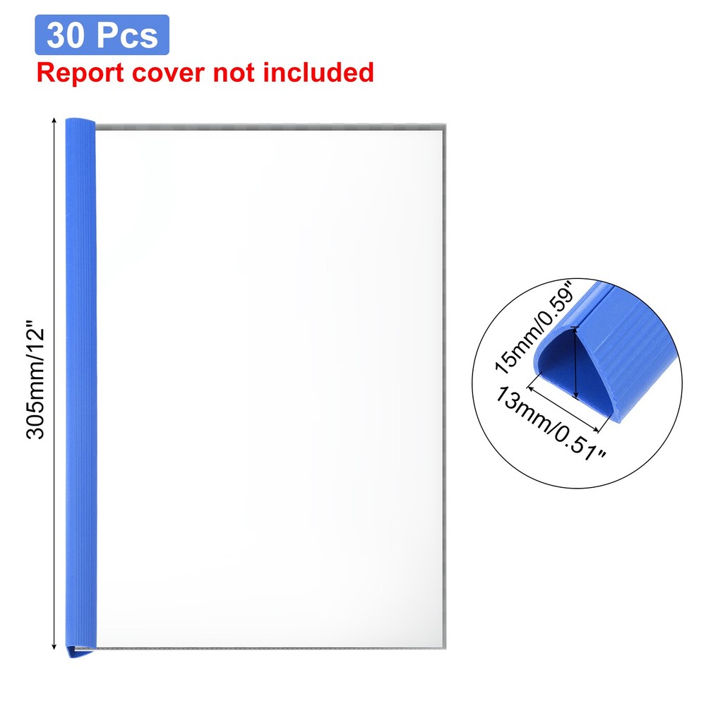 30Pcs 13x15mm Binding Bars, 120 Sheets Capacity, Blue
