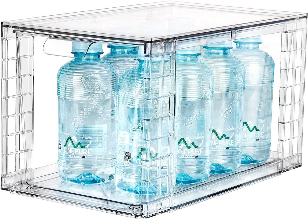 4Pack Large Stackable Kitchen Storage Drawers, Clear Foods Organizer Bins wit...