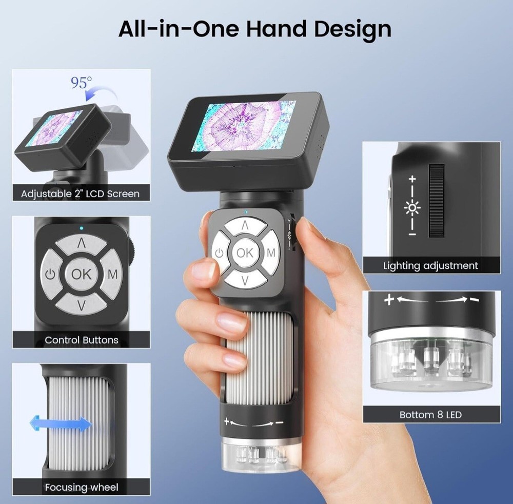 Linkmicro Portable Handheld Digital Microscope w/ 2 inch Screen, 32G SD Card