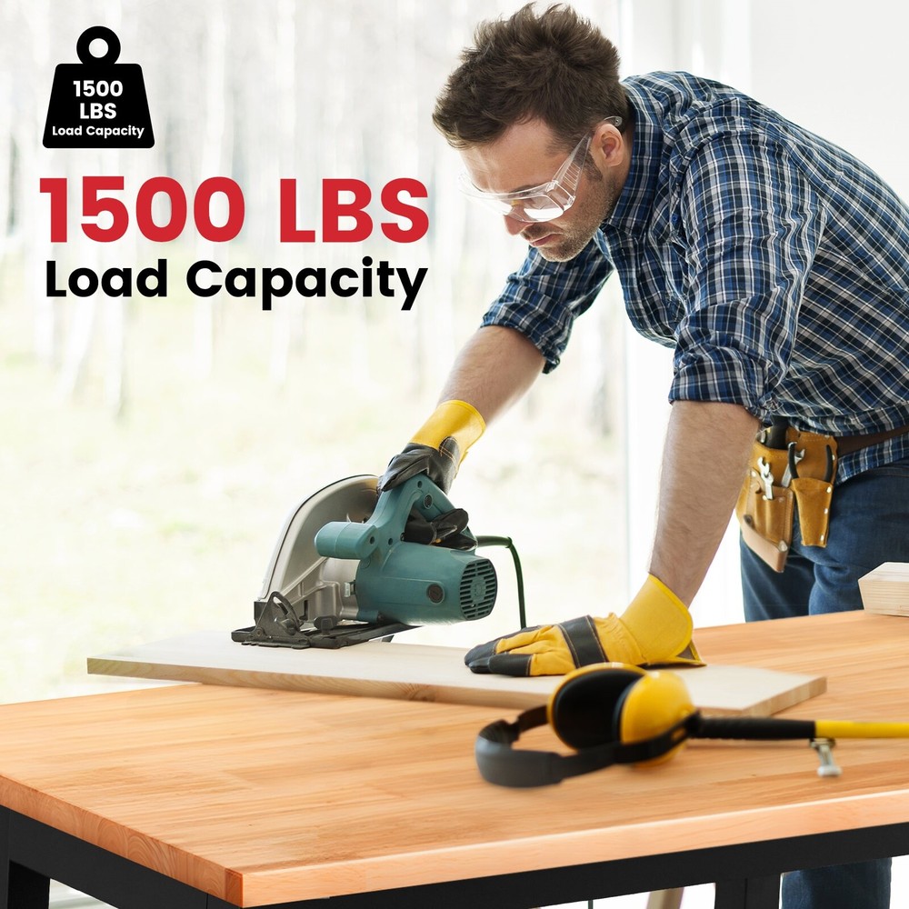 Workbench for Garage 41In Work Bench Table Adjustable Height Rubberwood