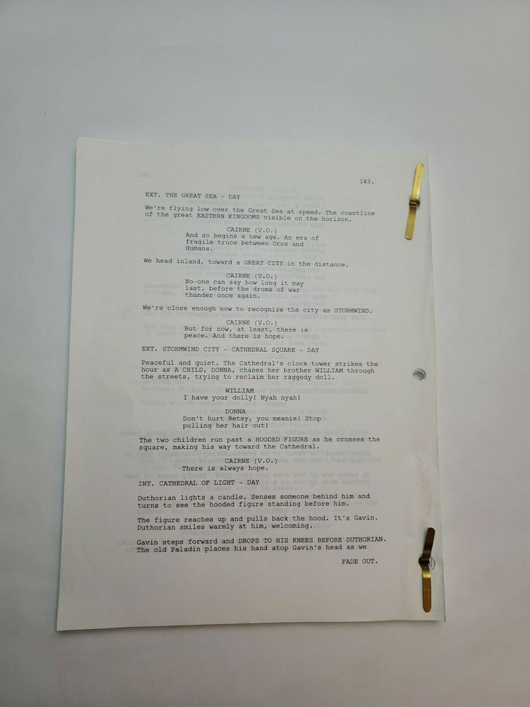 WARCRAFT / Gary Whitta 2007 UNPRODUCED Screenplay, Based on the Blizzard Game