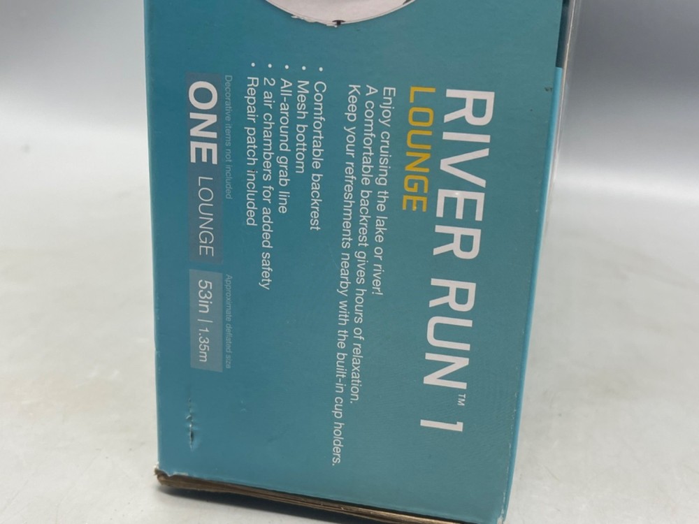 intex river run 1 lounge quantity 1 white blue 53" connect float system READ NEW