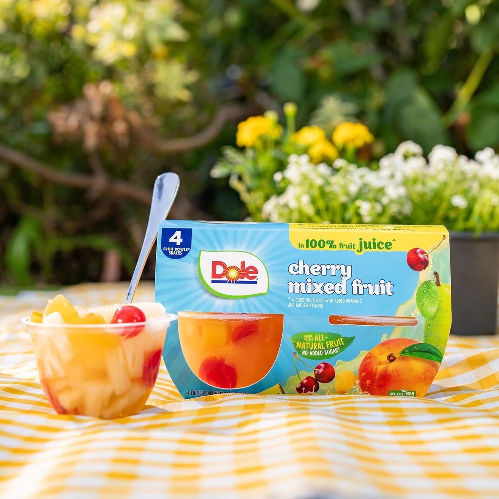 Convenient 100% Juice Cherry Mixed Fruit Cups, 4oz - 24 Count, Healthy Snacking