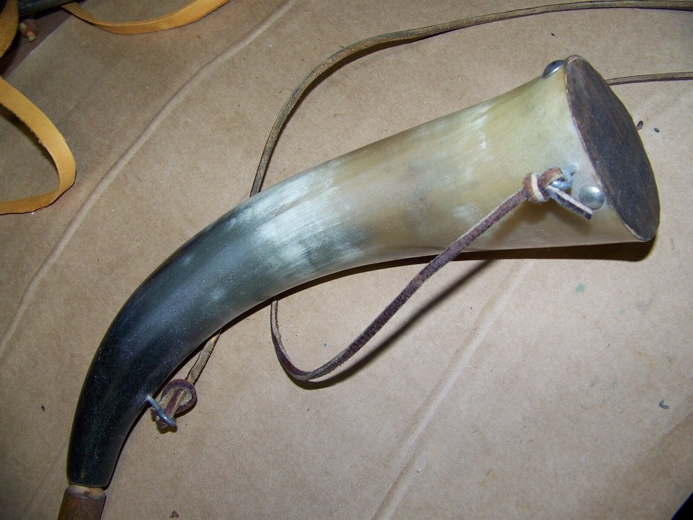 vintage black powder horn