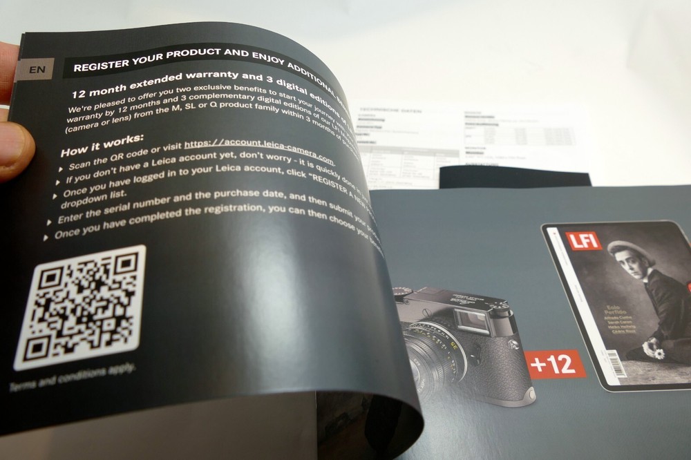 Leica M11 Camera Information warranty guide 20200 black