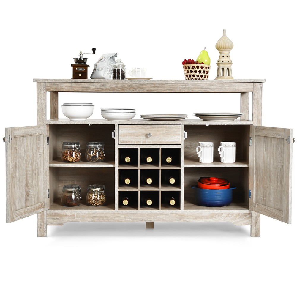 Buffet Server Sideboard Wine Cabinet Console Table w/Adjustable Shelf Home Grey