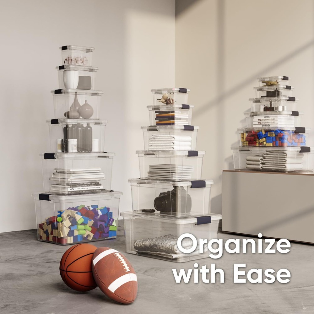Superio Clear Storage Bins with Lids, 6 Pack- Plastic Storage Boxes - 11 Quart
