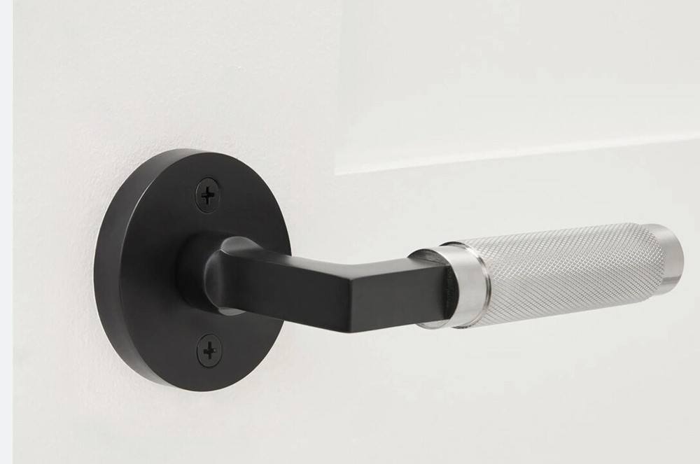 Explore Hardware Barcelona Privacy Door Handle 2 3/4" Backplate  Black / Silver