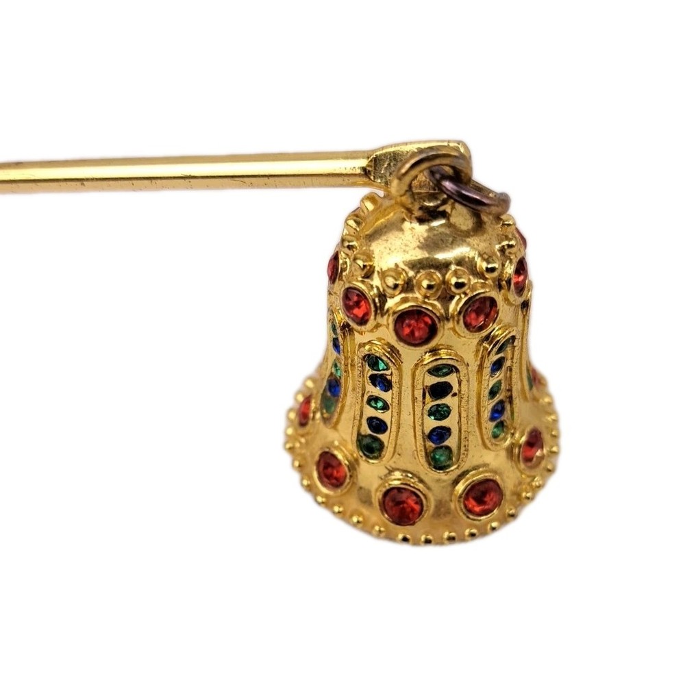 Gold Tone Candle Snuffer Bell Design Long Handle Candle Accessory