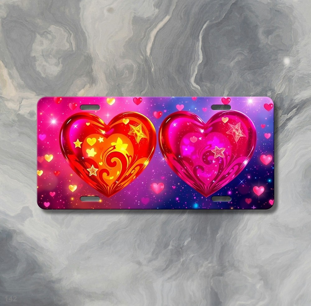 Premium Hearts License Plate Customizable Front Plate Gift Idea
