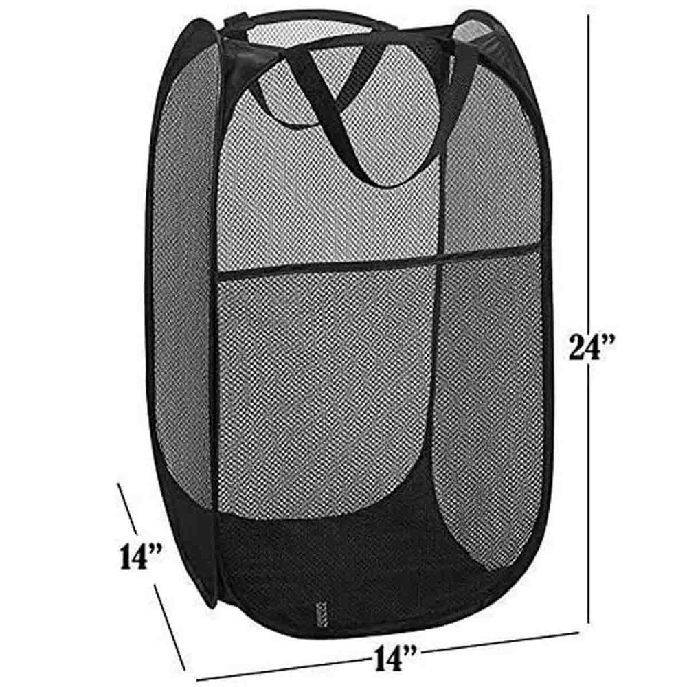 Convenient laundry folding mesh pop-up gift basket (Black | 2-piece set)