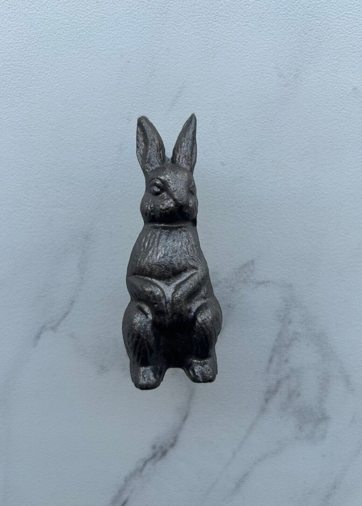 Vintage Cast Iron Rabbit Door Drawer Cabinet Knob Handle Pull 6Pcs